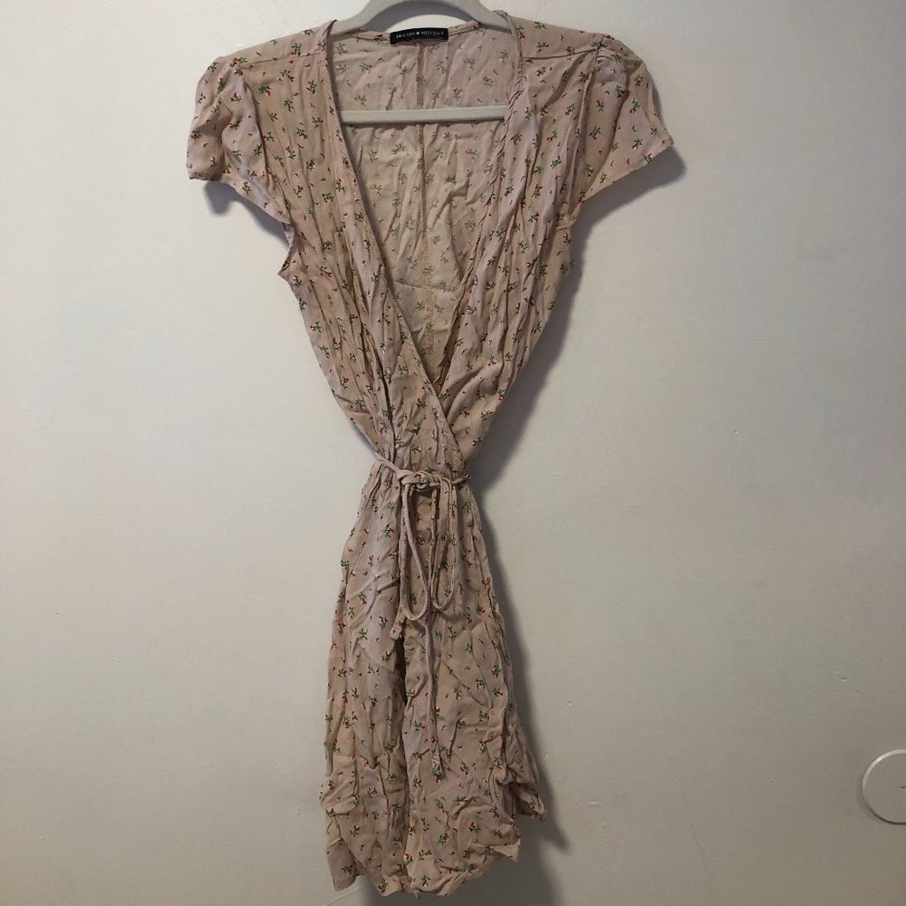 Brandy Melville Pink Floral Wrap Dress